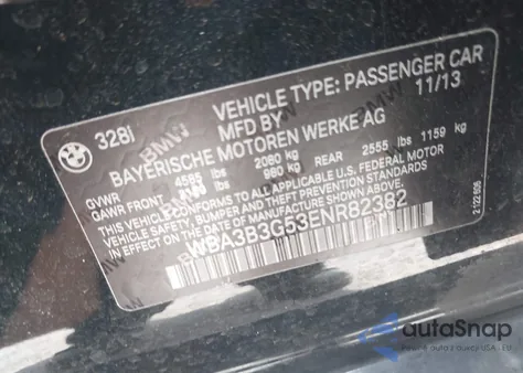 2014 BMW 328I xDrive from USA, damaged, VIN WBA3B3G53ENR82382